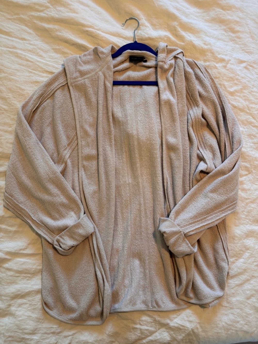 URBAN OUTFITTERS Open-Front Hooded Cardigan in Light Taupe Sz M